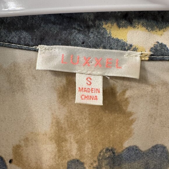 Luxxel Long Sleeve Satin Colorful Wrap Mini Dress Size S Abstract Fall Wedding - Picture 5 of 10